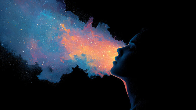 Mind projecting its own colorful universe with vibrant swirling patterns cosmic energy and abstract forms symbolizing imagination creativity thought exploration and limitless potential