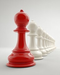 Red Pawn Stands Out Among White Pawns