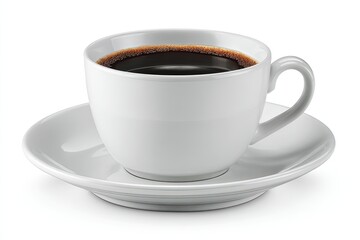 White Coffee Cup and Saucer on White Background