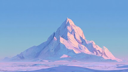 Pastel Pink Snowy Mountain Sunrise Landscape