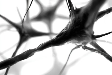 Close Up View Of Neurons In Black And White
