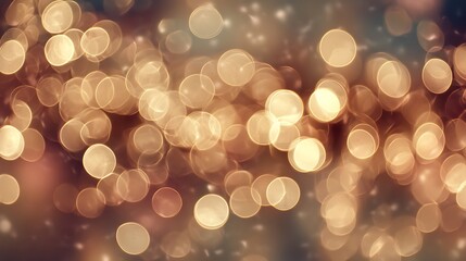 Abstract background of warm, glowing golden bokeh lights creating a festive and magical atmosphere.
