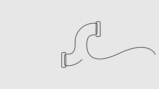 Elbow pipe continuous one line drawing animation video. Full length single line art 4k video