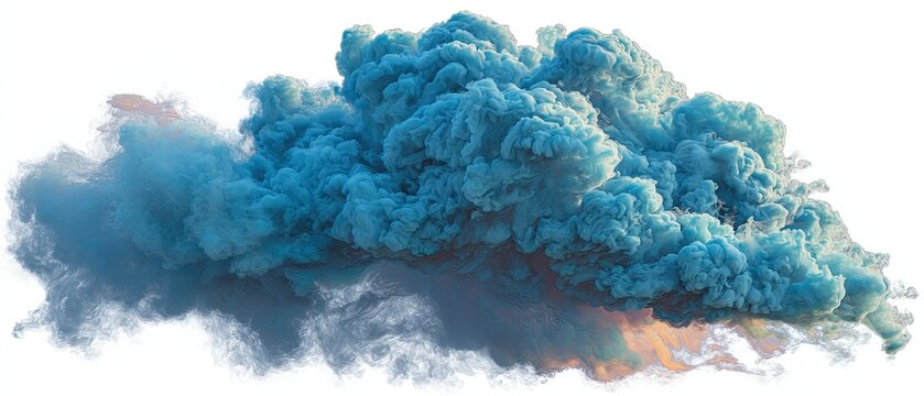Textured cyan smoke cloud with subtle orange glow