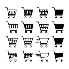Versatile Collection of Modern E-commerce Shopping Cart Icons for Online Retail and Digital Marketing. Essential Vector Graphics for Web Design and Business Applications