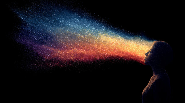 Mind projecting its own colorful universe with vibrant swirling patterns cosmic energy and abstract forms symbolizing imagination creativity thought exploration and limitless potential