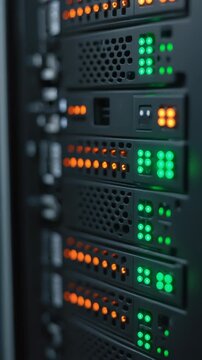 Finger engaging server control panel hand pressing rack indicator light ai power crunch data center build with technician monitoring lights