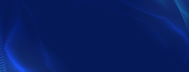 Dark blue background with a digital wave pattern. The blue background features a smooth, flowing texture with subtle gradients. Vector. Shiny gradient wave background. Blue background vector.