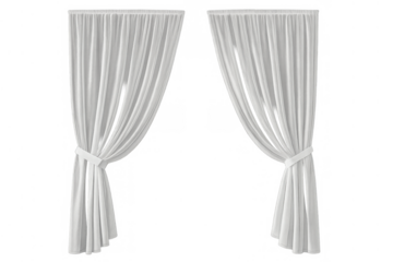 Sheer white curtains with tie-backs showing decorative drapery for elegance and natural light