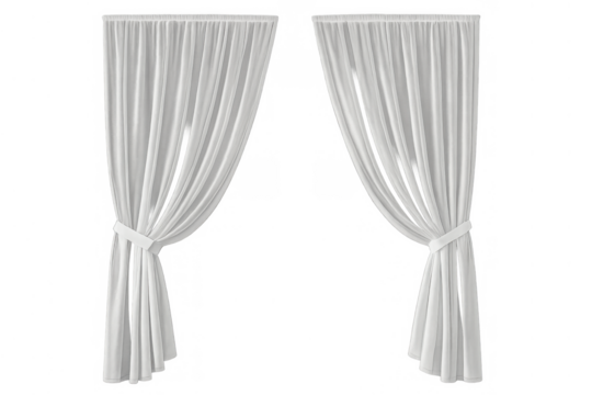 Sheer white curtains with tie-backs showing decorative drapery for elegance and natural light