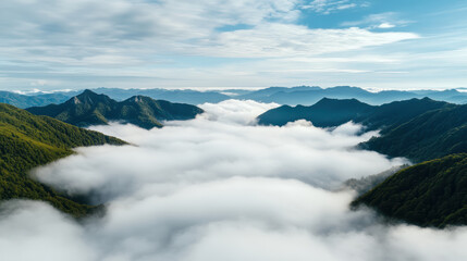 Obraz premium Clouds drifting over rolling hills peaceful cinematic morning valley