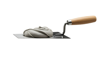 Trowel and Mortar: A close-up view of a trowel holding a portion of freshly mixed mortar, illustrating the essential tools and materials for construction work.