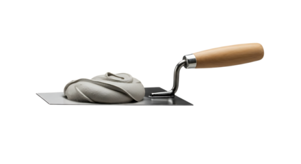 Trowel and Mortar: A close-up view of a trowel holding a portion of freshly mixed mortar, illustrating the essential tools and materials for construction work.