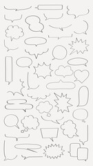 Collection of speech bubbles in various shapes. Speech bubbles for comics, design, and communication. Speech bubbles outline on a white background. Message illustration vector.