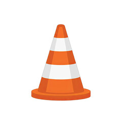 Orange and White Traffic Cone With Reflective Stripes Isolated On Transparent Background With Subtle Pixelation Artifacts