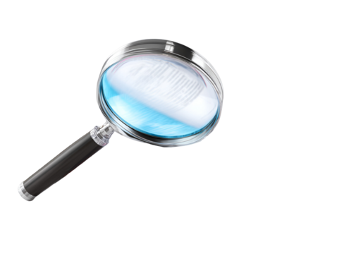 Magnifying glass with a black handle isolated on transparent background