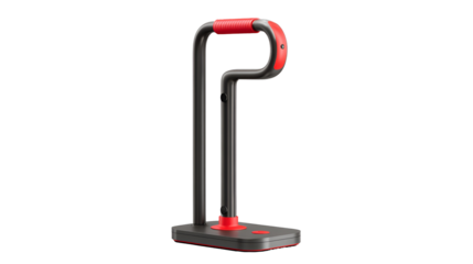 Modern red and black headphone stand isolated on transparent background