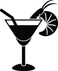 Prawn cocktail appetizer icon with shrimp and sauce