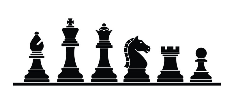 Chess Pieces Vector Silhouette Strategy Game Icons for Tactics and Intelligence