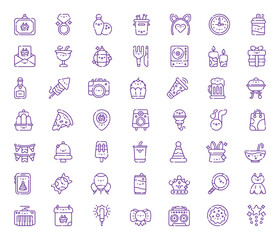 Birthday Vector & Icon Collection – Happy Birthday, Celebration Icons, Party Elements, Balloons, Cake, and Festive Vector Illustrations