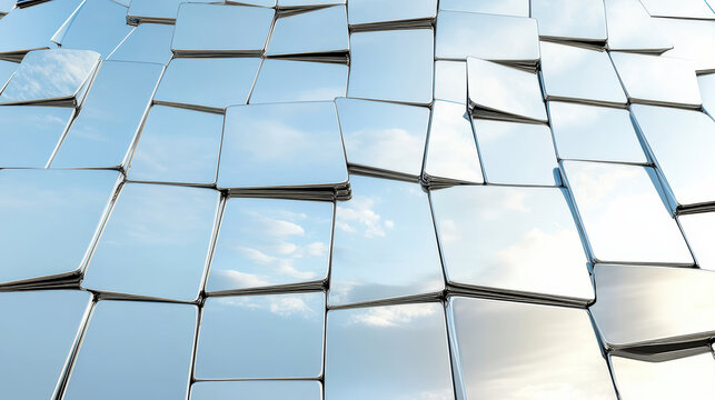 Fragmented mirror reflection sky pattern with soft sunlight and abstract geometry - Powered by Adobe
