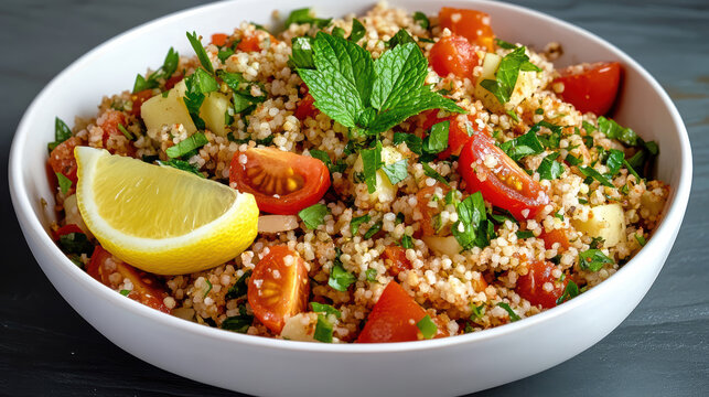Tabbouleh parsley mint tomato bulgur lemon couscous salad fresh healthy