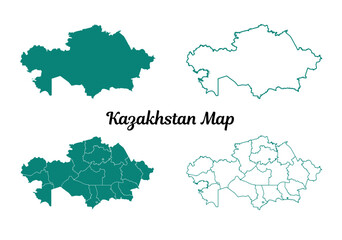 Obraz premium Kazakhstan Teal Map Illustration on White Background