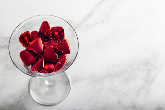 Hearts in a Cocktail Glass Ready for a Romantic Holiday Card
