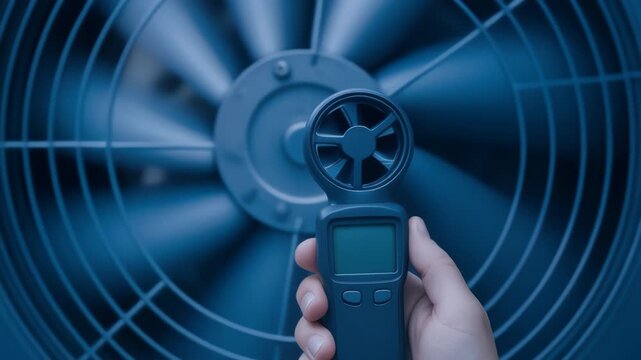 Ai power crunch data center build handheld anemometer fan meter measurement airflow ventilation sensor industrial cooling efficiency technician