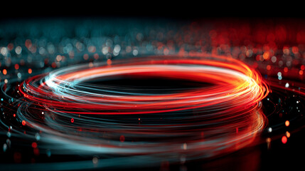 A swirling helix of luminous light streaks spirals around a glowing center, symbolizing energy flow, evolution, and the dynamic rhythm of creation and transformation.
