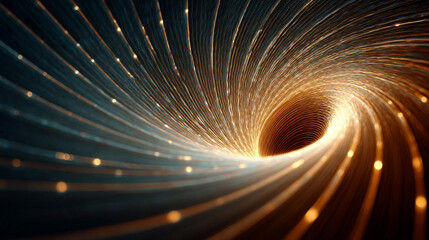 A swirling helix of luminous light streaks spirals around a glowing center, symbolizing energy flow, evolution, and the dynamic rhythm of creation and transformation.
