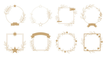 Golden Frames and Wreaths Collection with Botanical Accents