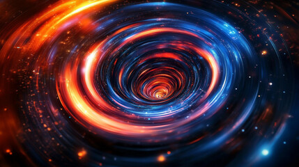 A swirling helix of luminous light streaks spirals around a glowing center, symbolizing energy flow, evolution, and the dynamic rhythm of creation and transformation.
