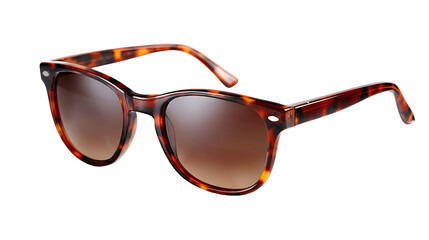Fashionable tortoiseshell cat eye sunglasses isolated on transparent background