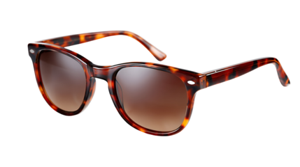 Fashionable tortoiseshell cat eye sunglasses isolated on transparent background