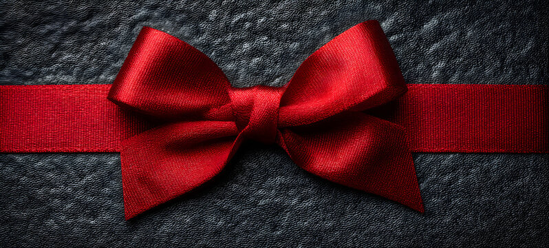 gift card wishes merry christmas background with red ribbon bow on black shiny vibrant color texture template with blank copy space