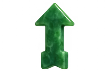 Green jade arrow pointing up symbolizing growth, success, and prosperity on a transparent background