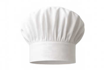 White chef hat, a professional toque representing cooking expertise, culinary uniform, and restaurant kitchen work on transparent background