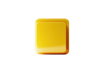 A yellow square, isolated on transparent background, symbolizes simplicity, geometry, and basic shapes, representing foundation, stability, and fundamental concepts in design