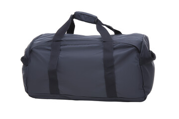 Naklejka premium Dark gray duffel bag with parallel handles on transparent background