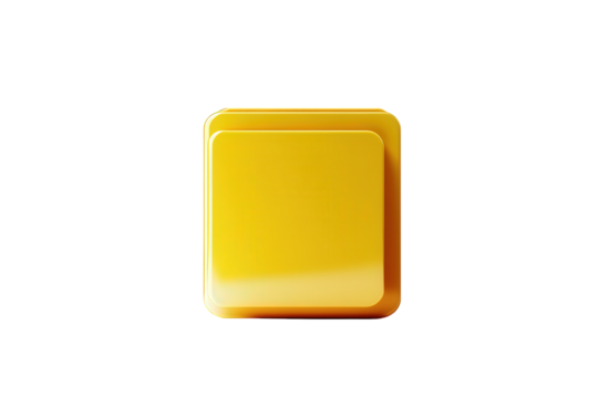A yellow square, isolated on transparent background, symbolizes simplicity, geometry, and basic shapes, representing foundation, stability, and fundamental concepts in design