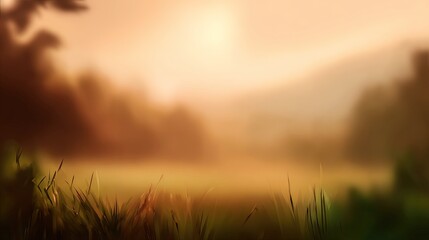 Misty Sunrise Over Meadow