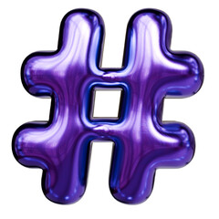 Alphabet number and symbol 3d word render Purple Chrome Glossy Tubular Symbol