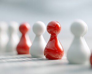 Single Red Pawn Among White Pawns