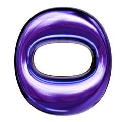 Fototapeta premium Alphabet number and symbol 3d word render Purple Chrome Glossy Tubular Symbol
