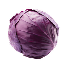 Obraz premium Single vibrant purple cabbage with glossy texture on transparent background