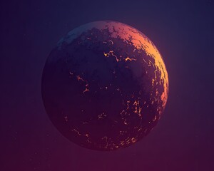 Pixelated Planet In Dark Space