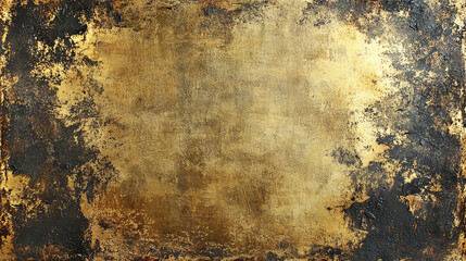 Rough gold texture with gritty grunge style and dark vignette edges creating aged, distressed metallic surface with rich golden and black tones