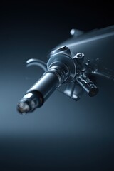 Metallic Motorcycle Handlebar Detail Close Up