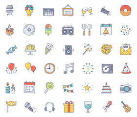 Birthday Vector & Icon Collection – Happy Birthday, Celebration Icons, Party Elements, Balloons, Cake, and Festive Vector Illustrations